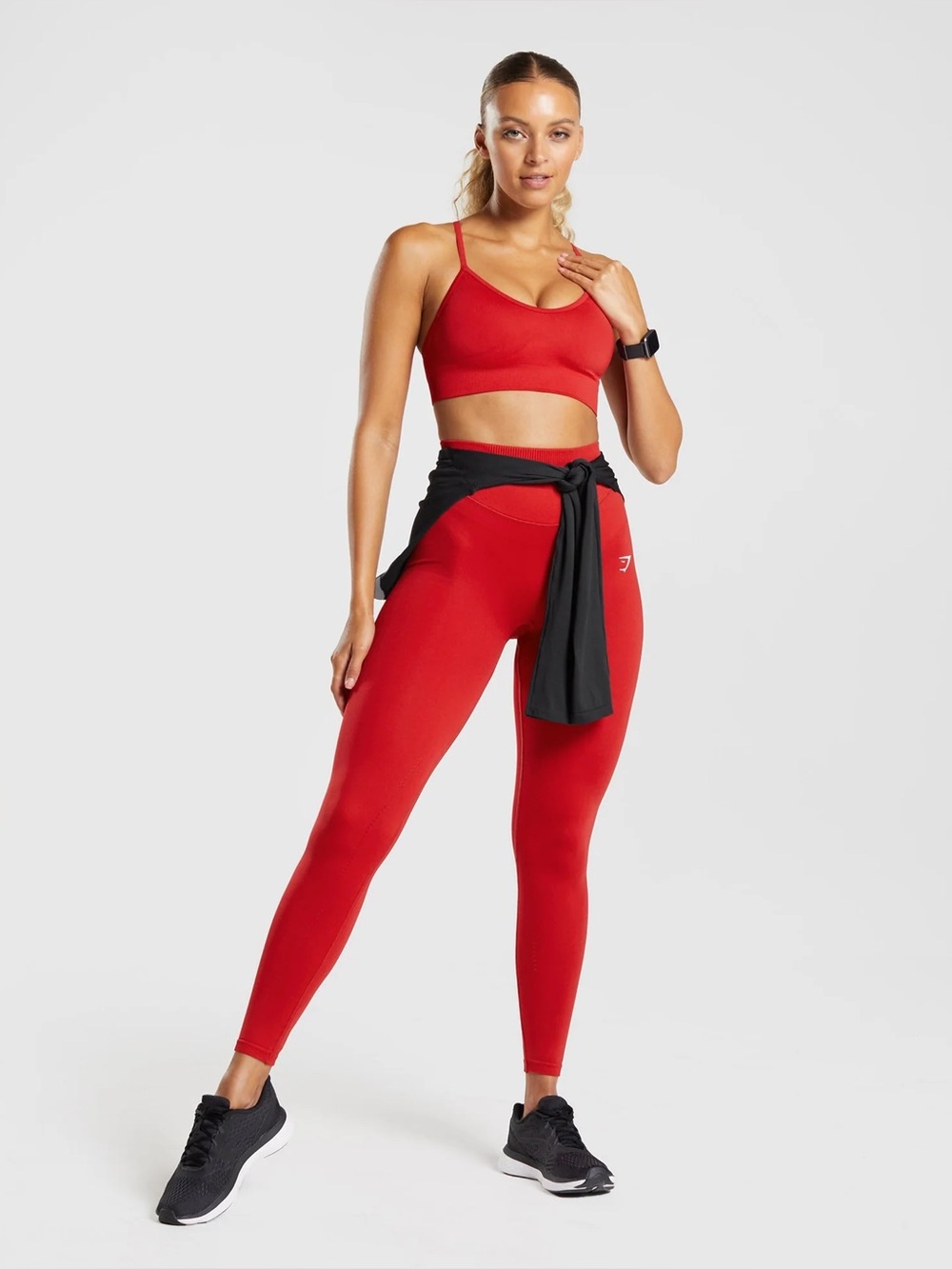 Gymshark Small 2-Piece Set Sweat Seamless Sports Bra & Sculpt Leggings Salsa Red
